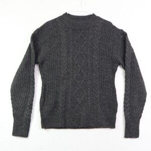 Brave Soul Sweater Womens Large Grey Long Sleeve Cable Knit Crewneck London